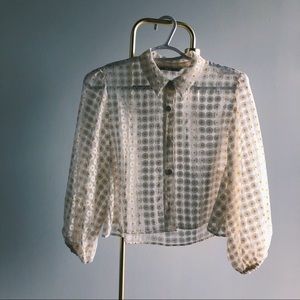 Zara White Blouse with Yellow Daisies